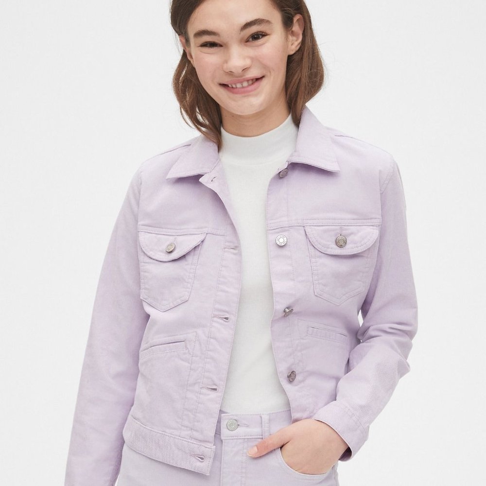 Gap Crop Icon Corduroy Jacket in Lilac
